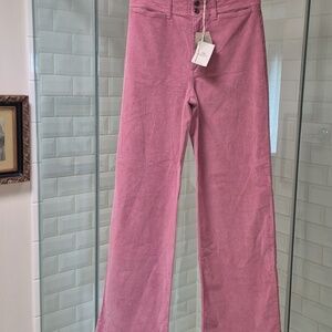 NWT Faherty Stretch Wide Leg Rose Pink Cords Sz 28 RETAIL $168